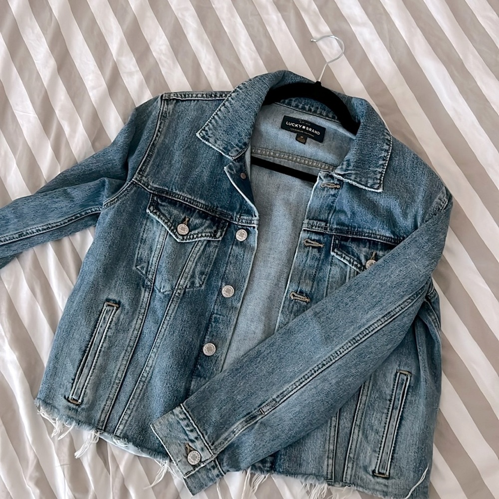 Lucky Brand Denim Jacket (Cropped Distressed)